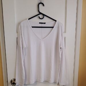 rag & bone Soft White V-Neck Long Sleeve Tee